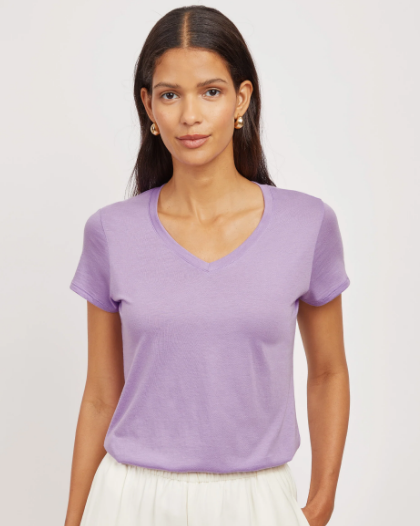 Cotton Deep V-Neck Tee